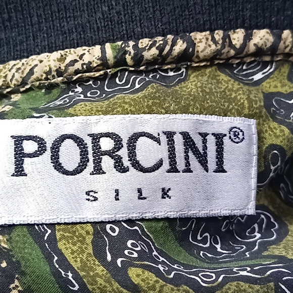 Porcini Silk Button Up Shirt Men's Size Medium - Picture 13 of 14
